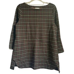 J.Jill Ponte Bordeaux Plaid Blouse